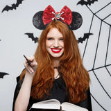 2025 New Style Mickey Minnie Ear Headband Sequin Bows Girl Adult Kids Halloween Party Cosplay Hair Accessories Princess Hairband