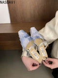 Flat with Sandals Slides for Women Girls Sweet Square Toe Shoe Designs Slip-on Sandals Woman 3D Slippers Summer 2026 Luxury New