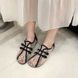 2026 Summer Mesh Breathable Polka Dot Single Shoes Women's Bow Mary Jane Shoes Soft Sole Non-slip Versatile
