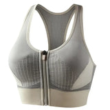 New Sports Bra Women Striped Patchwork Front Zipper Shockproof Vest Jogging Gym Crop Top Female Tops Sport Bras Sutian Feminino