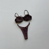 New Fashion Women Sexy Underwire Padded Swimsuit Bead Decor Lace-up Backless Micro Bikini Beachwear Push Up Low Waist Swimwear