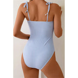 S - XL New Sexy Striped Frilled Strappy Women Swimwear One Piece Swimsuit Female Monokini Padded Bather Bathing Suit Swim V6949