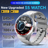2026 New BOXUXING S5 Smart Watch Men HD AMOLED Screen GPS Motion trajectory HeartRate Bluetooth Call 1.52" SmartWatch IP68 Watch