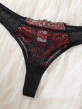 Sexy Lingerie Bra, Women's Suits, See-Through Bra, The Allure of Valentine's Night, Black Red Bra and Underwear Set ZA825161