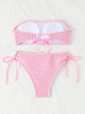 Contrast Binding Bandeau Bikinis 2026 Women Sexy Swimsuit Solid Padded Swimwear Female Bathing Suit Swimming Summer Beachwear