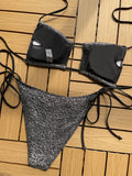 DEKA Women Mini Lace-up Bikini Set Pleated Bandeau Swimsuit Female Thong Swimwear Bather Swimming Beachwear Bathing Suit