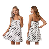 2026 Summer Women's Loose Fit Cami Dress Spaghetti Strap Flowy Mini Dress Dot/Striped Party Bohemian Holiday Sundress
