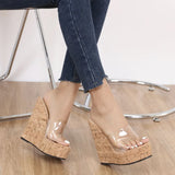 Sexy Summer Outdoor Slipper Slides Sandals Women Retro Super High Heels Sandals Grain Platform Sandals Wedges Shoes Mules