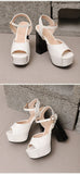 New Women Sandals Summer Shoes Sexy Peep Toe Thick High Heels Platform Black Dress Party Wedding Shoes Woman Pumps