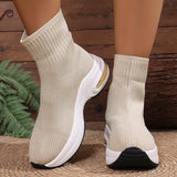 2025 Thick Bottom Knitted Ankle Boots Women Comfort Breathable Platform Sock Shoes Woman Plus Size Wedges Short Booties Mujer