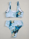 Sport Bikini Set Sexy Women Swimsuit Push Up High Waist Marble Blooming Print Swimwear Female Bathing Suit Banadores Mujer 2026