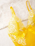 Transparent Thin Style G-string Lace Ruffle Trim Lingerie Set Women Nightgowns Sleeveless Sleepwear Sexy V-Neck Bra Panty Sets