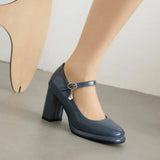 Spring and Autumn New Styles Fashion High-heeled Women's Shoes Shallow Mouth Buckle Square Heel Women Shoes Size 34-45 High 9cm