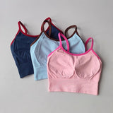 Women's sports bra, color blocked small sling , fixed cup fitness bra, running bra, acceleration, dry training, yoga.