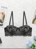 Women's embroidered lace lingerie with steel rims gathered push ups adjustable shoulder straps comfortable fit bra B6106