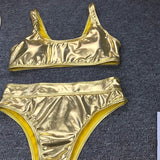 Shiny PU Faux Leather Women Swimwear One Piece Swimsuit Female Monokini High Cut Bikini Set Bathing Suit Swim Beachwear Bodysuit
