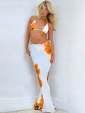 Vintage White Floral Print Bikini 2025 Swimwear Women Sexy Push Up Mesh Skirt 3 Piece Swimsuit Holiday Bathing Swimming Suits