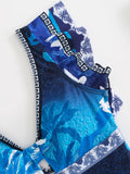 2026 Printed Swimsuit One Piece & Beach Dress Sexy Ruffle Swimwear Women Bathing Swimming Swim Suit Padded Beachwear Summer
