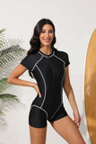 2025 Slim Rush Guard Surfing Swimsuit Women One Piece With Zipper Black Swimwear Female Bathers Bathing Swimming Swim Suit