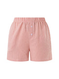 Summer Womens Casual Shorts Elastic Waist Plaid/Striped Print Button Front Shorts Casual Beach Going Out Pants