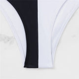 S - XL Splicing V Neck High Leg Cut Women Swimwear One Piece Swimsuit Female Monokini Padded Bather Bathing Suit Swim V5095SW