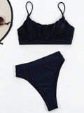 2026 Wrinkled Ruched High Waist Bikini Women Swimsuit Female Swimwear Two Pieces Bikini Set High Cut Bathing Suit Swim Beachwear