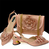 Doershow African fashion Italian Shoes And Bag Sets For Evening Party With Stones gold Italian Handbags Match Bags! HDF1-3