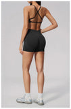 Seamless Yoga Excersize Sets Women Cross Back Sports Bra Tracksuit Workout Clothes High Waist Hip Lifting Shorts Fitness Suits