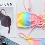 2026 New Sexy Bikini Women Drawstring Rainbow Butterfly Print Swimwear Swimsuit Female Bikinis Set Bathing Suit Banadores Mujer