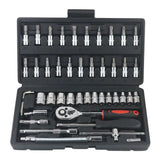 46-Piece Car Repair Tool Set 1/4-Inch Socket Set Car Repair Tools Pry Ratchet Torque Wrench Combo Auto Maintenance Tools