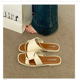 Summer 2026 Fashionable Minimalist Korean Style Beach Shoes Universal Flat Bottom Toe Post Thong Slippers Leisure Rubber Sole