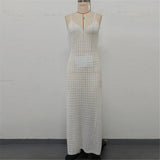 V Neck Sleeveless Hollow Out Crochet Knitted Tunic Beach Cover Up Cover-ups Beach Dress Beach Wear Beachwear Female Women V7212
