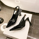 2026 Pointed Sandalias De Mujer Shallow Comfortable Patent Leather Fashion Shoes Woman French Sexy High Heels Designer Footwear