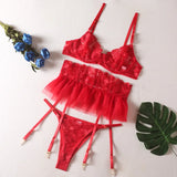 Toucheart 3 Piece Set Lingerie Garter Sets Lingerie For Woman Sexy Mini Skirt See-Through Embroidered Bra Erotic Underwear New
