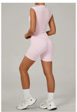 Naked Yoga Sets Women Quick Drying Slim Sports Shirt Fitness Suit Outdoors Sport High Waist Shorts Tight Running Workout Clothes