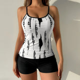2026 Summer Women's Tank Bikini Set High Wasit Shorts Tankinis Beachwear Sexy Backless Monokini Print Bathing Suit Femme Biquini