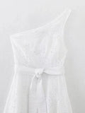 Foridol White One Shoulder Autumn Cotton Dress Women Winter Casual Dress Vestidos Maxi New Embroidery Boho Beach Dress Holiday