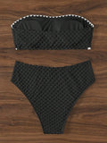 XS - L Wrinkled Strappy Bandeau High Waist Bikini Female Swimsuit Women Swimwear Two-pieces Bikini Set Bather Bathing Suit Swim