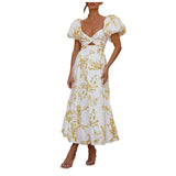 Sexy Dresses For Women Summer Trendy Boho Floral Printed Short Sleeve Vestido Seductive Off Shoulder Knee Length Dress For Woman