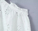 Foridol White Lace Cotton Dress V Neck Off Shoulder Sexy Beach Short Dress Summer Women Buttons Cut Out Mini Beach Sundress 2025