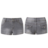Women's Mini Jean Shorts with Pockets Low Rise Stretchy Denim Shorts Summer Sexy Casual Stylish Slim Fit Hot Short Pants