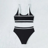 Black White Contrast High Waisted Bikini Push Up Sexy Swimsuit Women 2025 Swimwear Bathing Suit Bandeau Bikinis Sets De Mujer