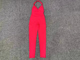 Women's Seamless Yoga Jumpsuits Sports Fitness Peach Hip-lifting Beauty Backless One-piece Pocket Tight Workout Gym Bodysuit