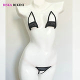DEKA Women Hollow Out Seamless Mesh Mini Micro Bikinis Set Open Crotch Transparent Swimsuit Beachwear Sunbath Exotic Lingerie