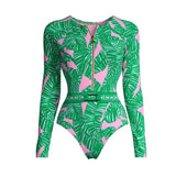 2024 One Piece Surfing Swimsuit Rashguards Women Sexy Swimming Suit Sport Floral Long Sleeves Swimwear Monokini Bathing Suit