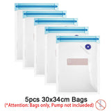 Reusable Vacuum Food Storage Zipper Bags Set Electric Handheld Vacuum Sealer Pump Sous Vide Bags USB Rechargeable BPA Free