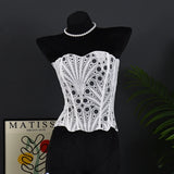 Toucheart Hot Girl Suspender Sexy Top with Fishbone Corset Intimate Hollow See-through Lace Classic Romantic Retro Palace Corset
