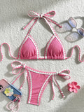 Splicing Wrinkled Pleated Bikinis 2025 High Cut Bikini Women Swimwear Female Swimsuit Two-pieces Bikini Set Bathing Suit Swim