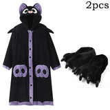 Cartoon Bat Plush Women's Pajamas Robes Anime Nightgown Winter Kawaii Animal Night Dress Halloween Party Vampire Cosplay Costume