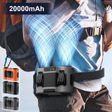 20000mAh Waist Fan Wearable Hanging Neck Fan USB Rechargeable Bladeless Air Conditioner Outdoor Waist Clip Fan with Power Bank